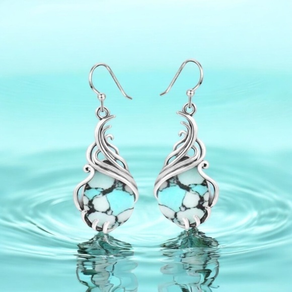 Turquoise silver tone earrings​​​​​